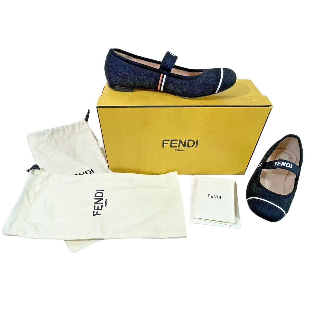 FENDI Black Knit Marie Antoinette Ballerina Ballet Flats EU 36 US 5.5 Italy